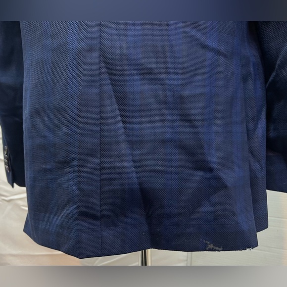Ted Baker Men’s 44L Blue Plaid Wool Jay SPJ Blazer Jacket - Picture 8 of 8